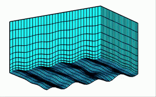 Boundary-fitted grid with waves at the bottom